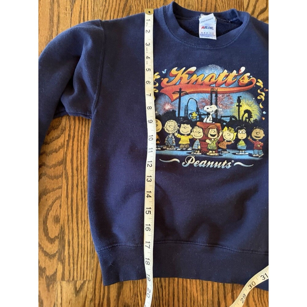 Knotts Berry Farm Amusement Park Peanuts Snoopy Sweatshirt Size Med 10-12 Navy - Picture 5 of 6
